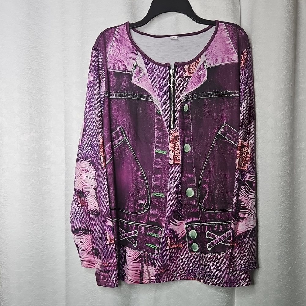 Purple and Pink Zip-Up Top